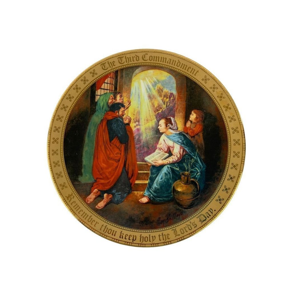 Danbury Mint Hand Decorated The Third Commandment Collectible Plate Mary Mayo 9.